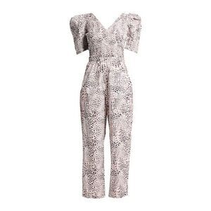 Sea New York Calla Cheetah Smocked V-Neck Jumpsuit, size 6